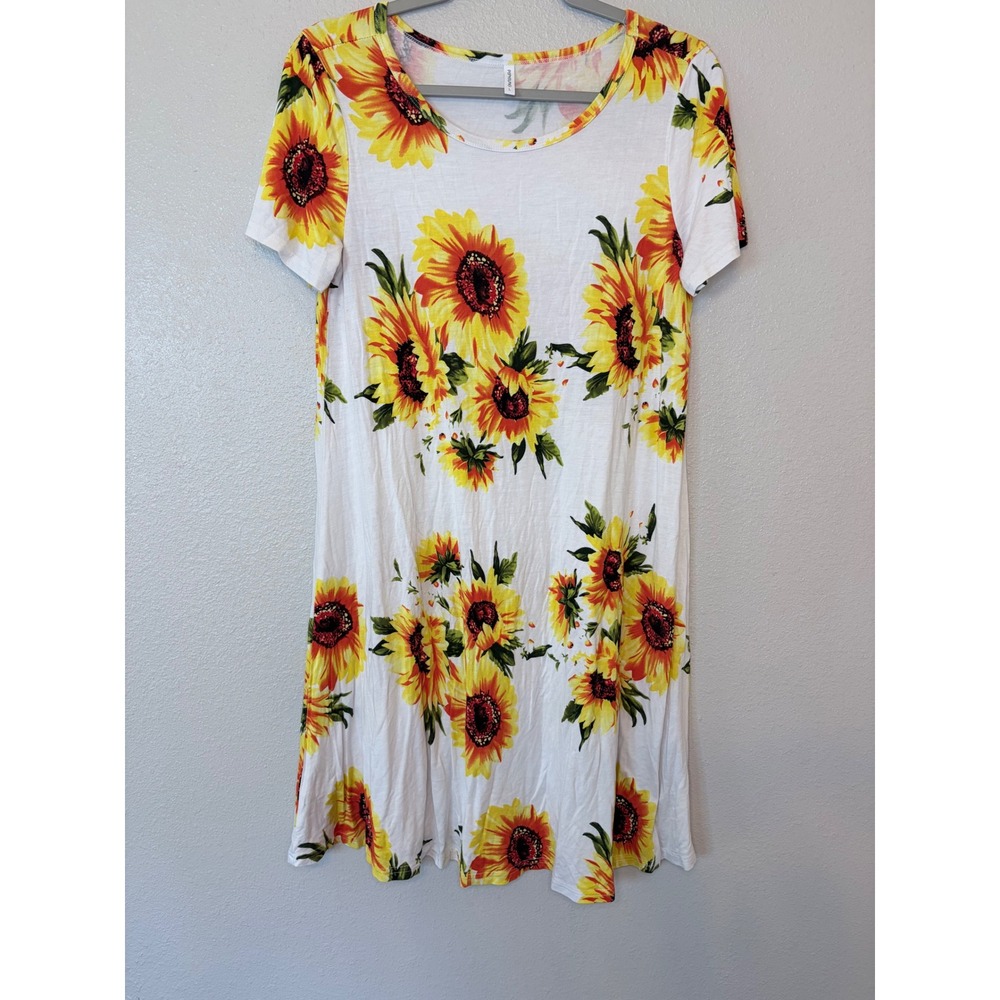 POPYOUNG Womens Floral Tunic Top Short Sleeve Scoop Neck T-Shirt Large Tropical